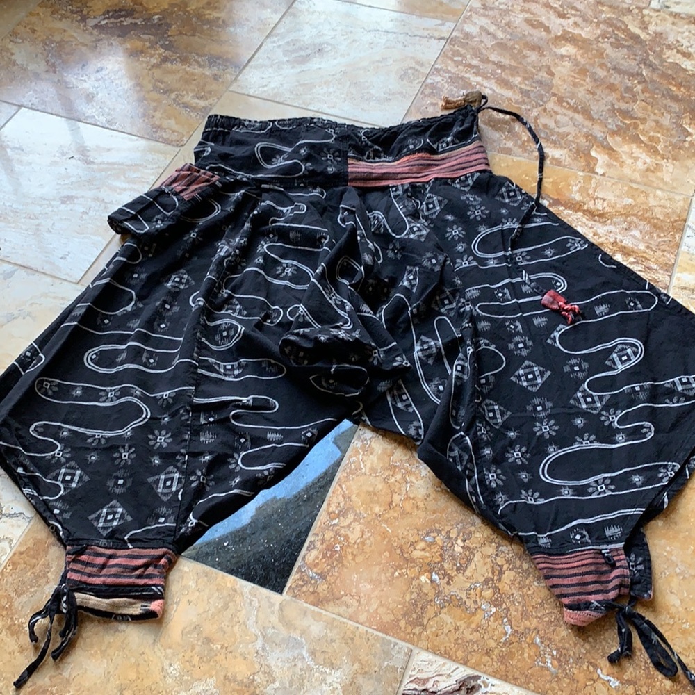 Harem pants made in Thailand see stock photo below